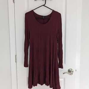 Rue21 Burgundy Red Long Sleeve Flare Swing Dress